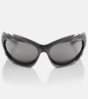 balenciaga spike rectangular sunglasses in black