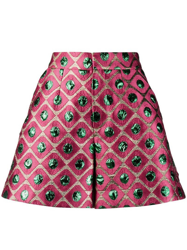 La Doublej geometric fitted shorts in pink