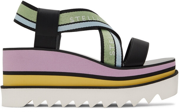 Stella McCartney Multicolor Sneakelyse Platform Sandals in black / mint