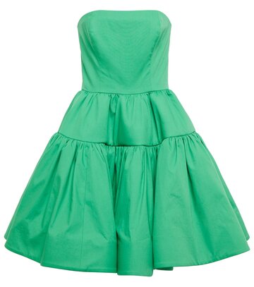 oscar de la renta strapless cotton minidress in green