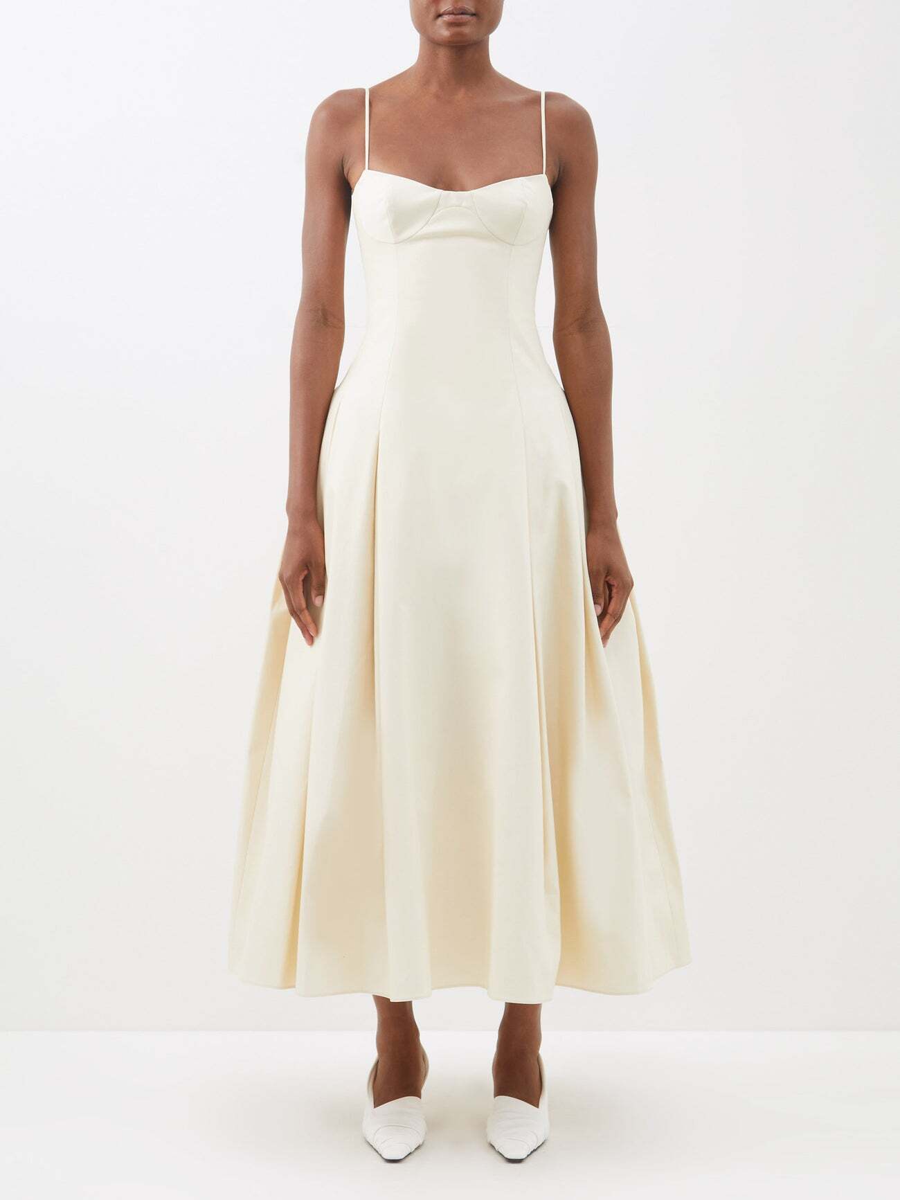 Khaite - Robyn Pleated Cotton-twill Dress - Womens - Ivory