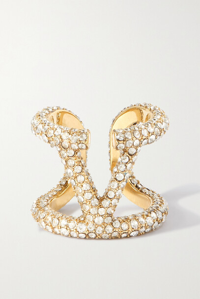 Valentino - Gold-tone Crystal Ring - 11