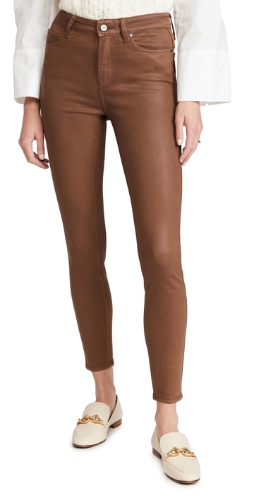 paige hoxton ankle jeans cognac luxe coating 34