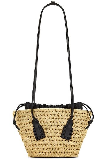 bottega veneta small arco basket bag in neutral in black / natural
