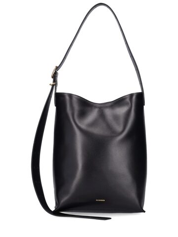 jil sander cannolo leather tote bag in black