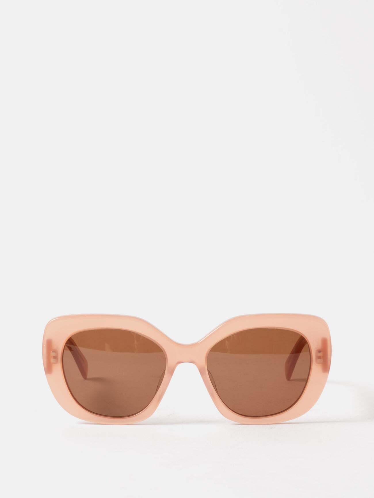 Celine Eyewear - Triomphe Oversized Acetate Sunglasses - Womens - Pink Multi