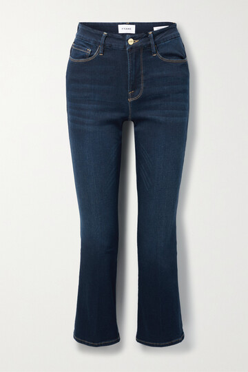 frame - le crop mini boot mid-rise bootcut jeans - blue
