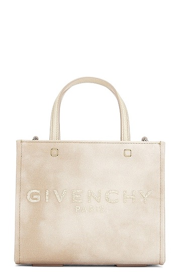 givenchy mini g tote bag in beige in gold
