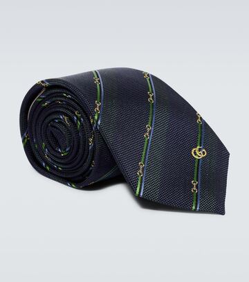 gucci horsebit silk tie in blue