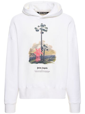 palm angels douby lost in amazonia cotton hoodie in white / multi