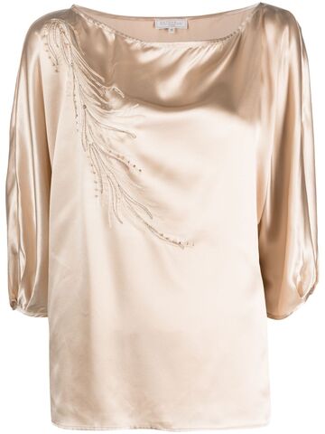 antonelli bead-embellished embroidered blouse - neutrals