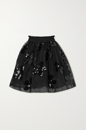 simone rocha - appliquéd tulle mini skirt - black