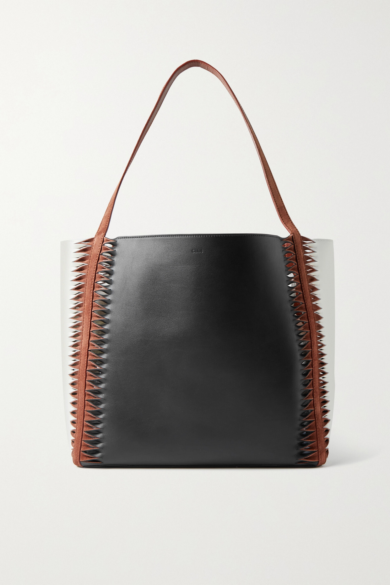 Chloé Chloé - Louela Whipstitched Leather And Suede Tote - Black