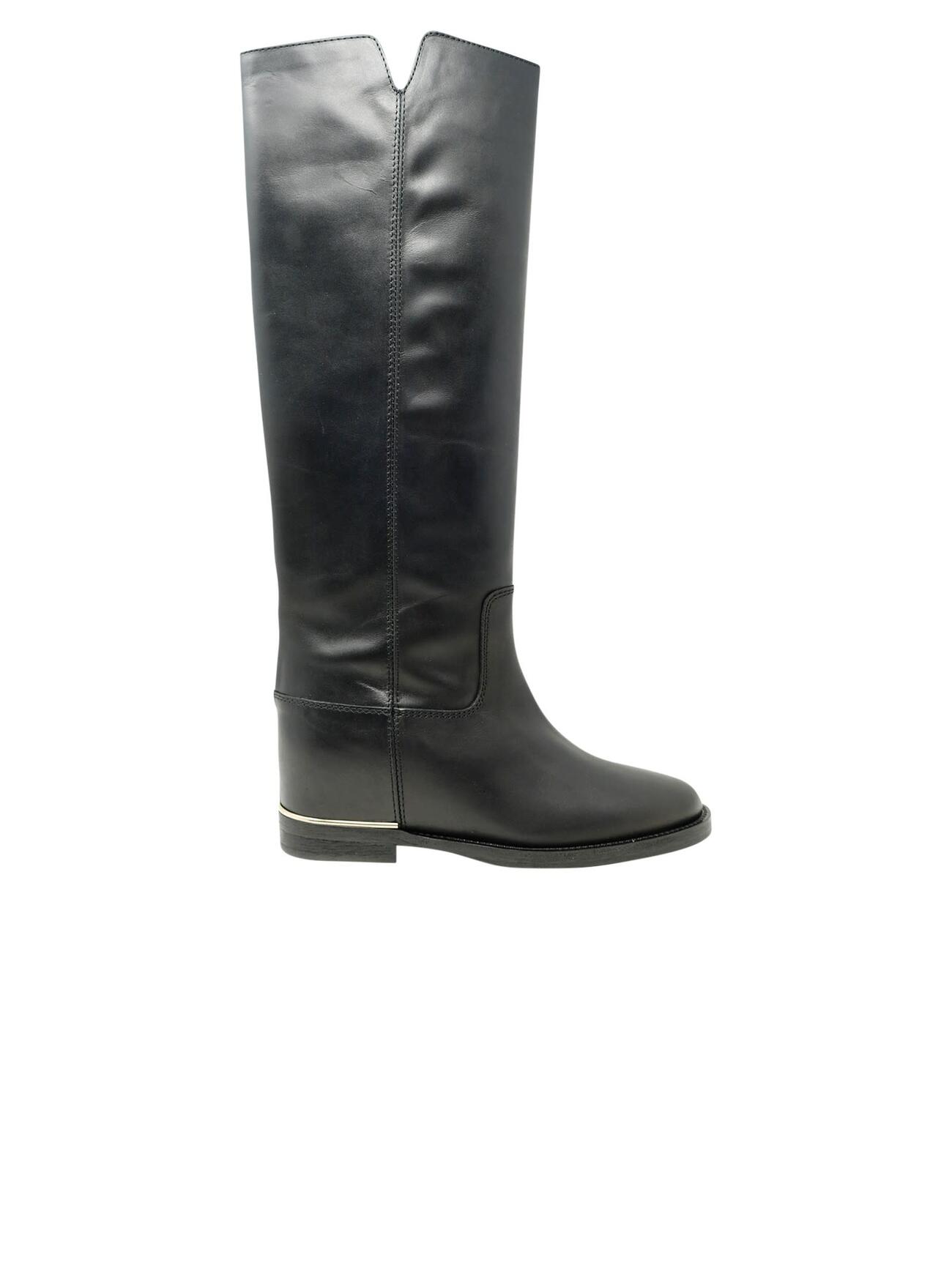 Via Roma 15 Black Leather Whit Gold Spur Boots