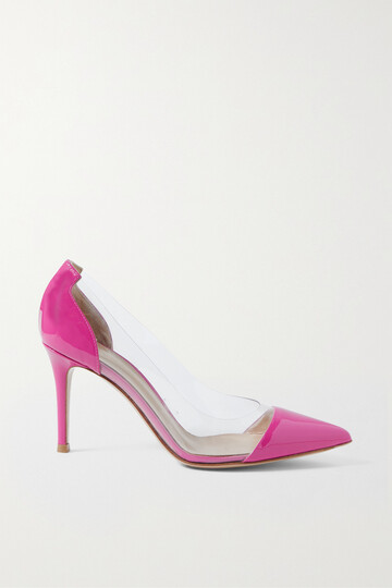 gianvito rossi - plexi 85 patent-leather and pvc pumps - pink