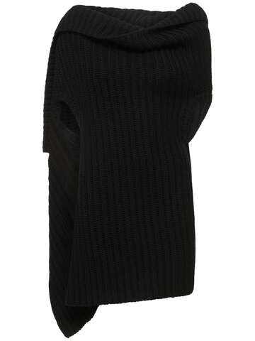 ANN DEMEULEMEESTER Chloe Alpaca & Wool Rib Knit Cardigan in black