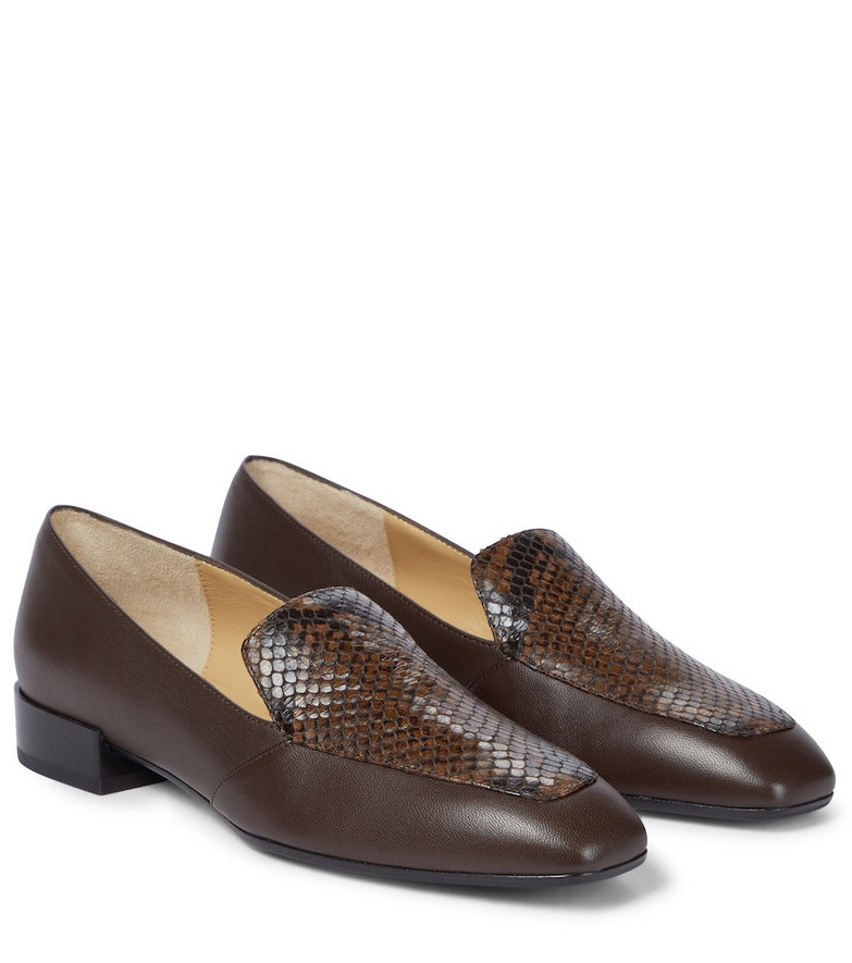 aeydÄ Angi snake-effect leather loafers in brown