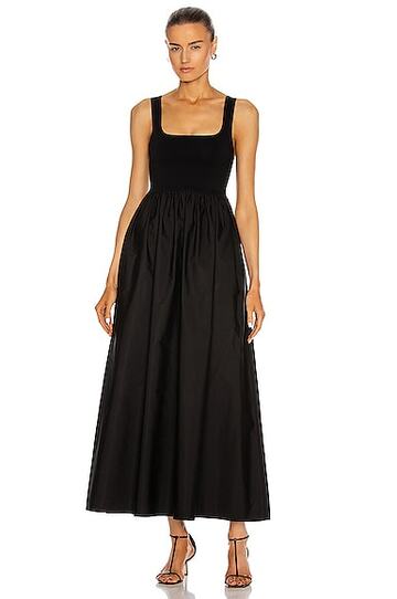 matteau knit and cotton maxi dress in black