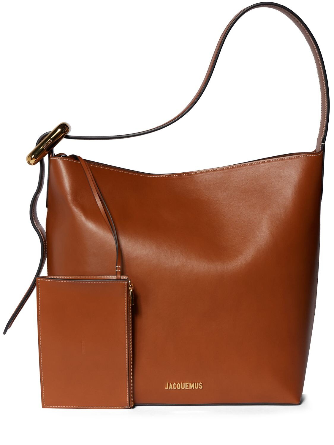 JACQUEMUS Le Regalo Leather Tote Bag in brown