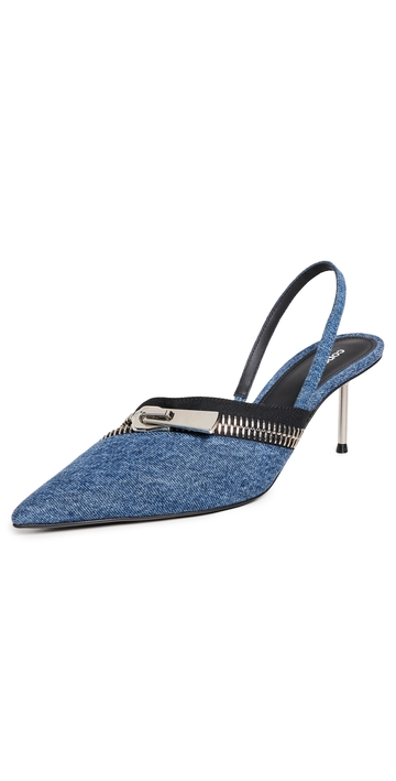 coperni denim zip stiletto heels washed blue 41