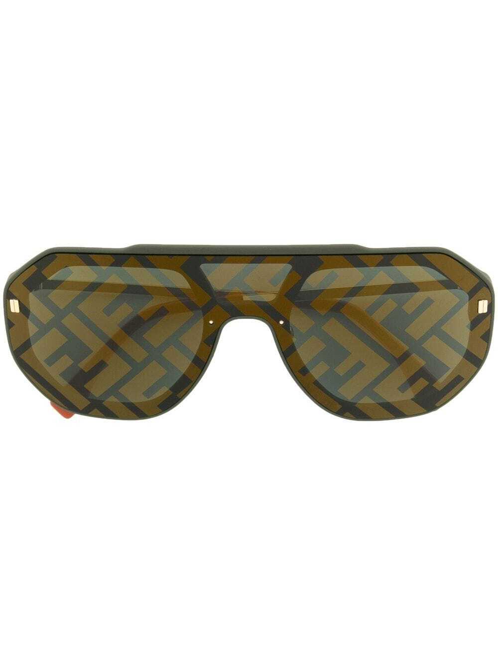 Fendi Eyewear logo-decal pilot-frame sunglasses - Green