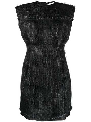 lanvin frayed raffia-tweed minidress - black