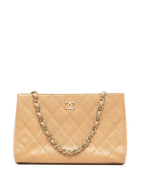 Chanel Pre-Owned 2001 CC diamond-quilted tote bag - Brown