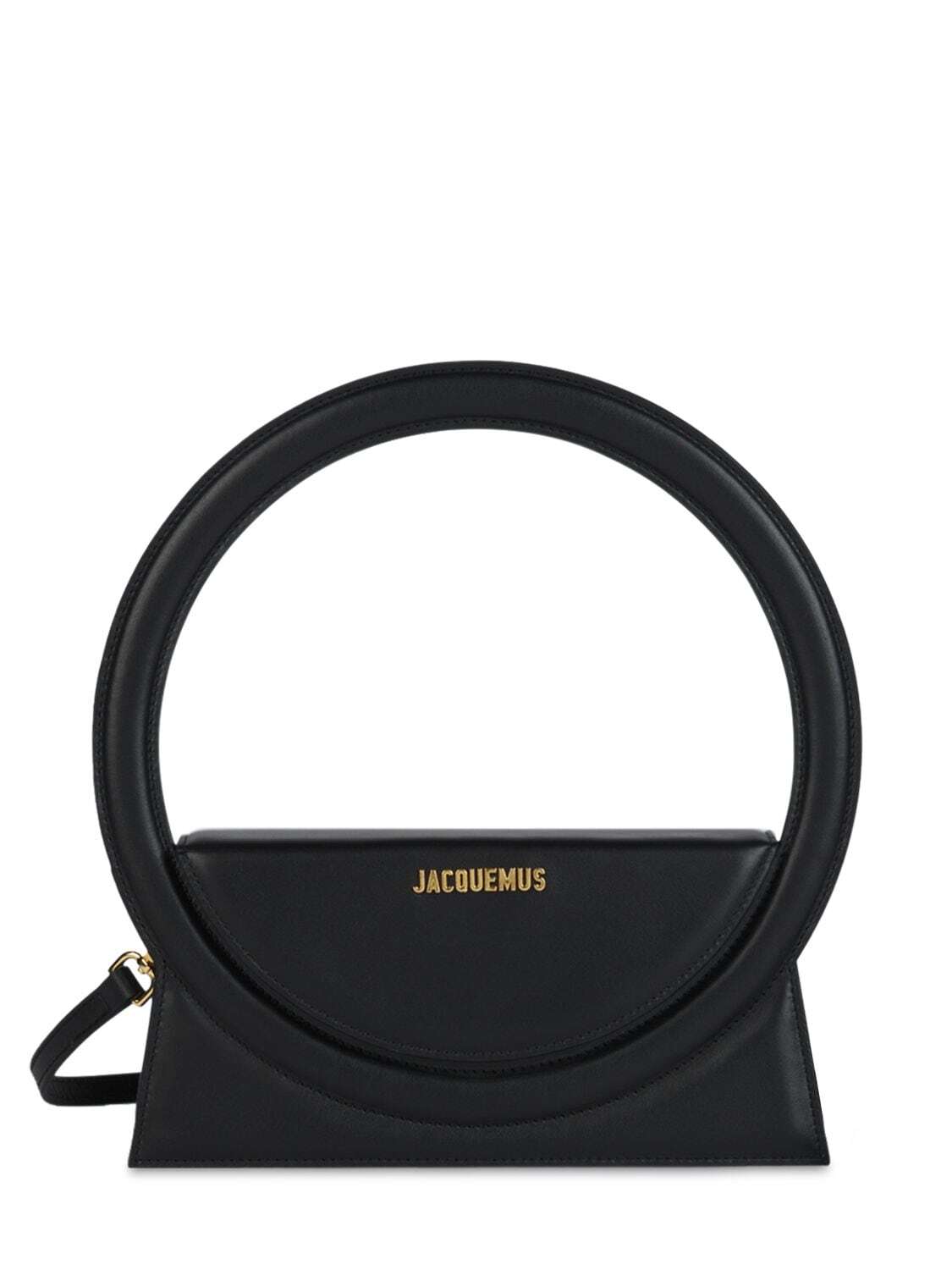 JACQUEMUS Le Sac Round Leather Top Handle Bag in black