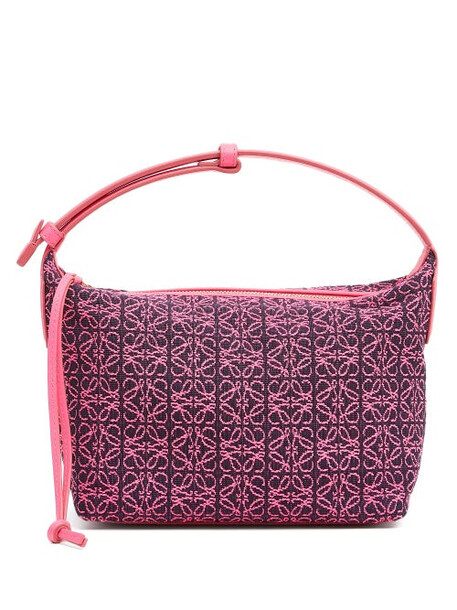 Loewe - Cubi Small Anagram-jacquard Canvas And Leather Bag - Womens - Black Pink