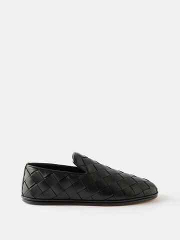 bottega veneta - intrecciato-leather slippers - mens - black