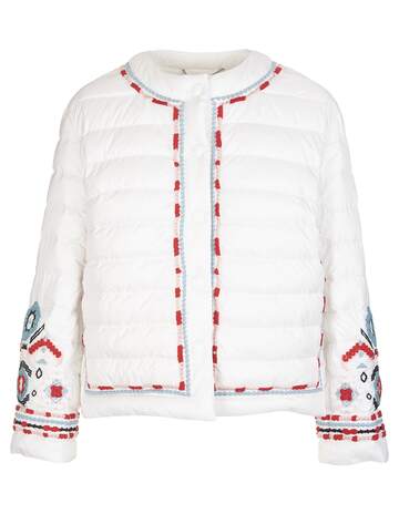 Ermanno Scervino White Down Jacket With Ethnic Embroidery in bianco
