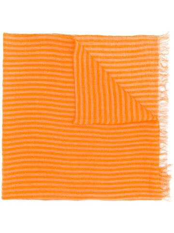 Issey Miyake Pre-Owned 1990's striped frayed scarf in orange