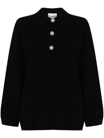GANNI crystal-button cashmere jumper in black