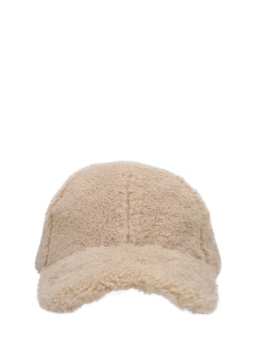 stand studio cia faux shearling baseball cap in taupe