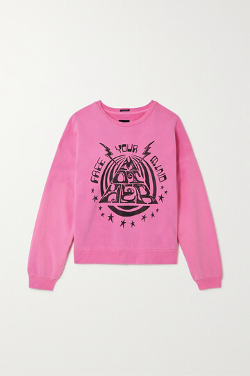 mother - the drop square printed cotton-jersey sweatshirt - pink