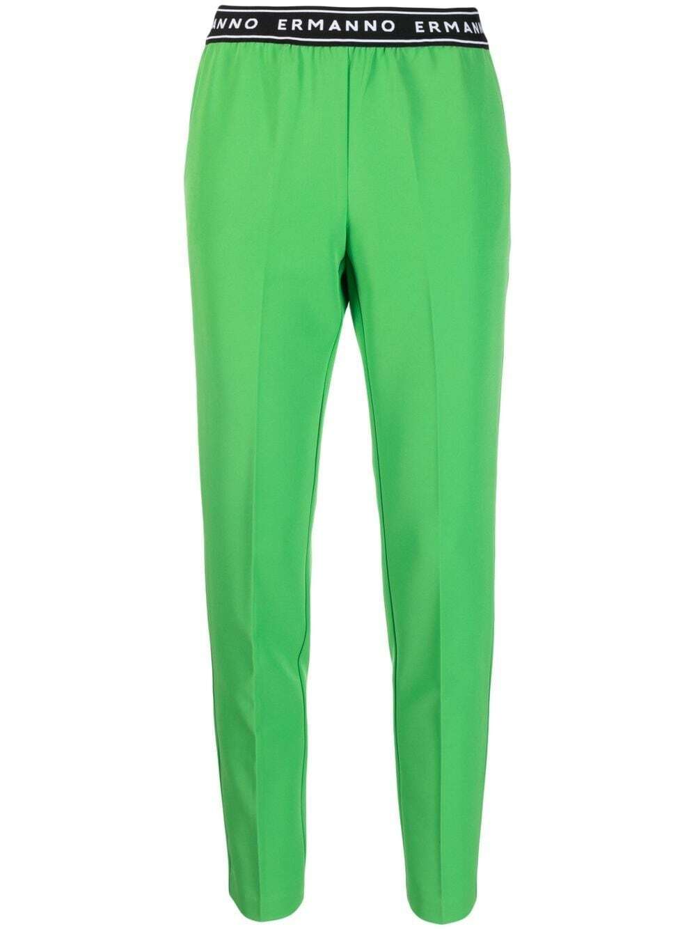 ERMANNO FIRENZE waistband-logo-print trousers - Green