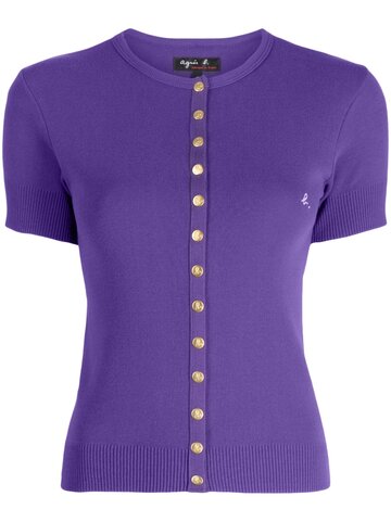 agnès b. agnès b. button-down short-sleeve cardigan - Purple