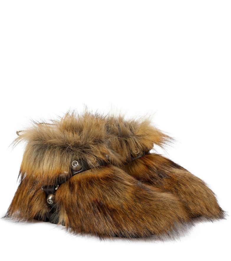 Miu Miu Harness-detail faux fur ankle boots in brown