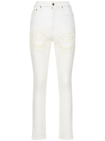 WASHINGTON DEE CEE Rodeo Embroidered Cotton Slim Jeans in white