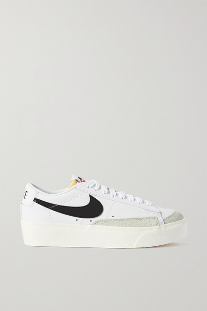 Nike - Blazer Suede-trimmed Leather Platform Sneakers - White
