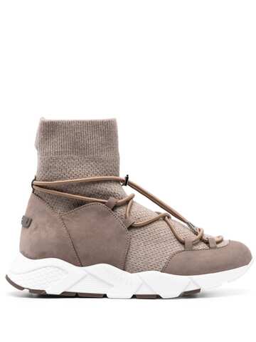 peserico suede-panelled toggle sneakers - brown