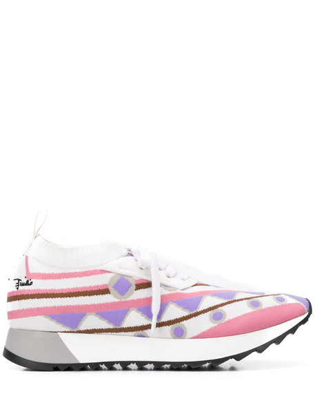 Emilio Pucci intarsia-knit low-top sneakers in white