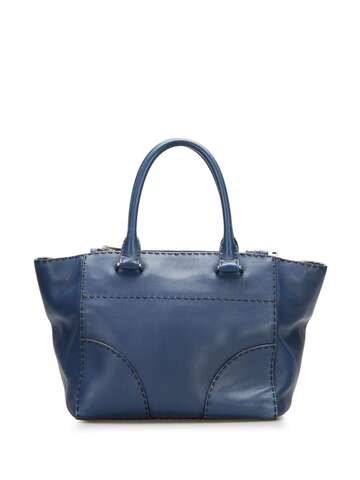 prada pre-owned 2000-2015 prada calfskin stitched handbag - blue