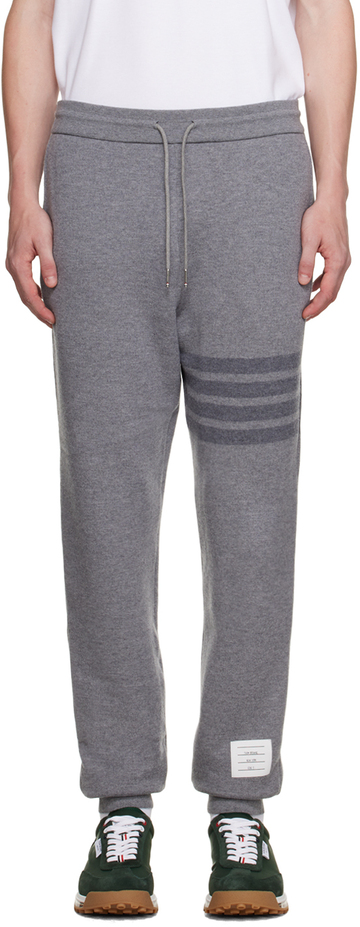 thom browne gray 4-bar sweatpants in grey