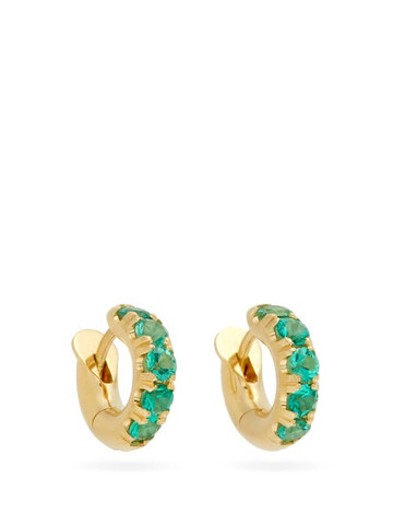 spinelli kilcollin - mini macro emerald & 18kt gold huggie earrings - womens - green gold