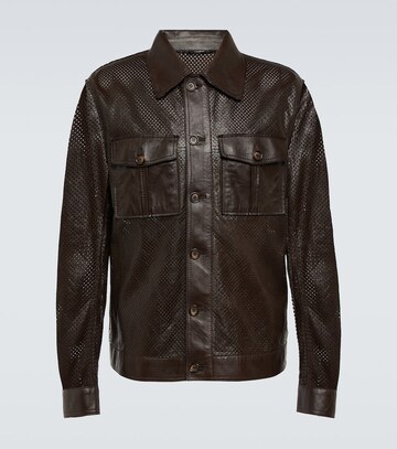 dolce&gabbana leather shirt jacket in black