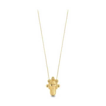 Louis Vuitton Trunk Lock Pendant Necklace and Brooch in gold