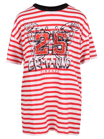 Ermanno Firenze Striped Cotton T-shirt in red / white