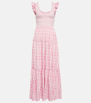 loveshackfancy chessie floral cotton maxi dress in pink