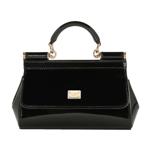 Dolce & Gabbana Small polished calfskin Sicily bag in black